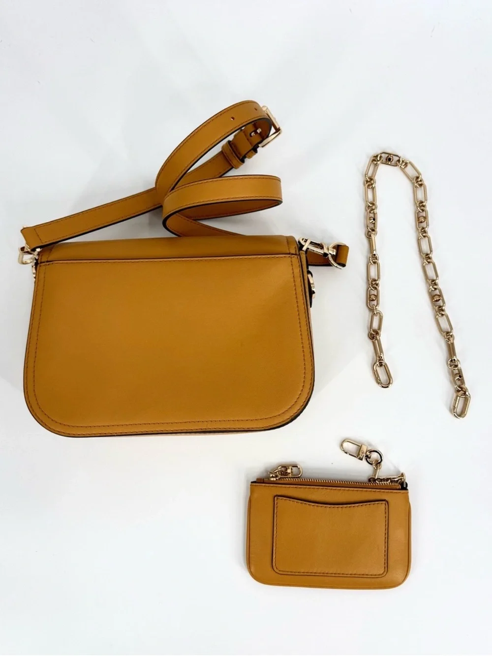Michael Kors Parker Empire Logo Leather Shoulder Purse Bag, Marigold Yellow